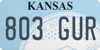 KS license plate 803GUR