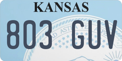KS license plate 803GUV