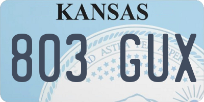 KS license plate 803GUX