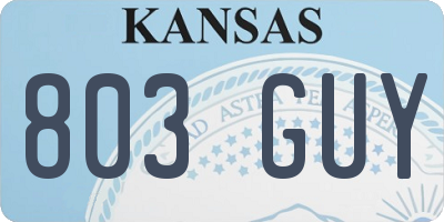 KS license plate 803GUY