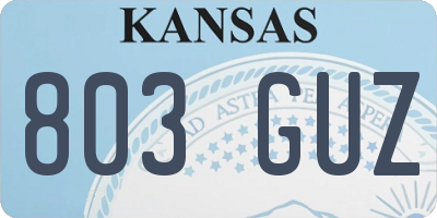 KS license plate 803GUZ