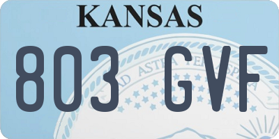 KS license plate 803GVF