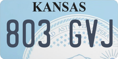 KS license plate 803GVJ