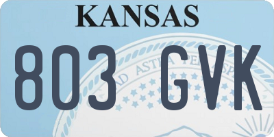 KS license plate 803GVK