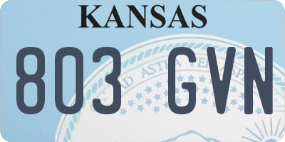 KS license plate 803GVN