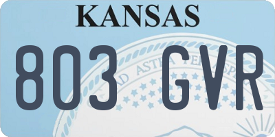 KS license plate 803GVR