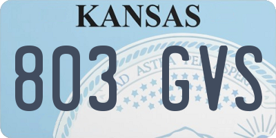 KS license plate 803GVS