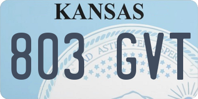 KS license plate 803GVT