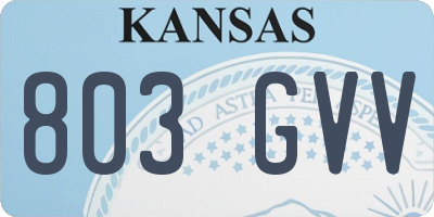 KS license plate 803GVV