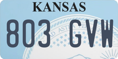 KS license plate 803GVW