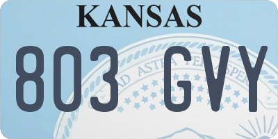 KS license plate 803GVY