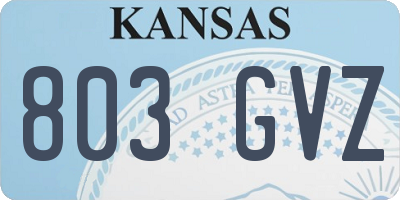 KS license plate 803GVZ