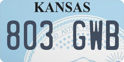 KS license plate 803GWB