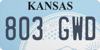 KS license plate 803GWD
