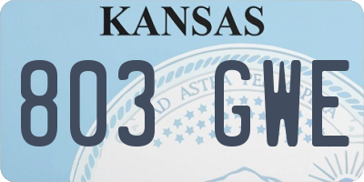 KS license plate 803GWE