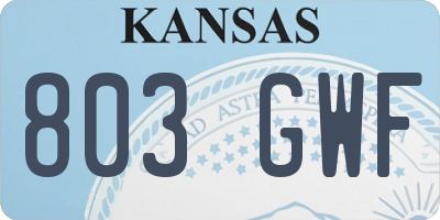 KS license plate 803GWF