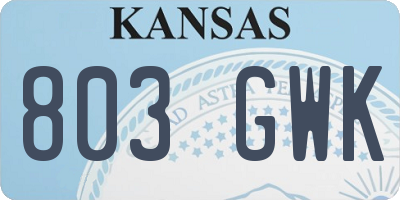 KS license plate 803GWK