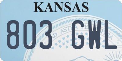 KS license plate 803GWL