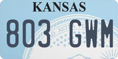 KS license plate 803GWM