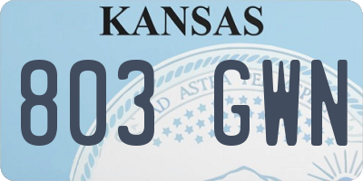 KS license plate 803GWN