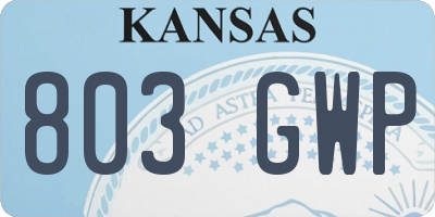KS license plate 803GWP