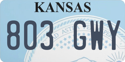 KS license plate 803GWY