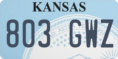 KS license plate 803GWZ
