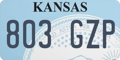 KS license plate 803GZP