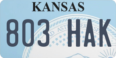 KS license plate 803HAK