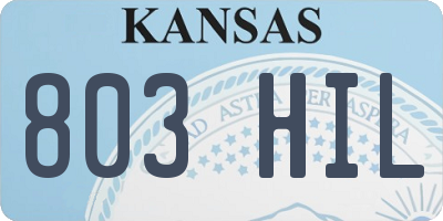 KS license plate 803HIL