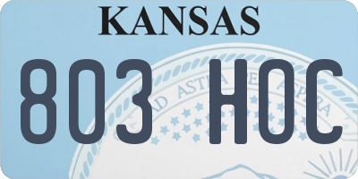 KS license plate 803HOC