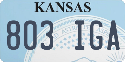 KS license plate 803IGA