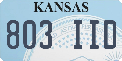 KS license plate 803IID