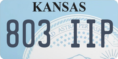 KS license plate 803IIP