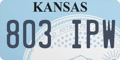 KS license plate 803IPW