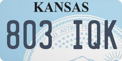 KS license plate 803IQK