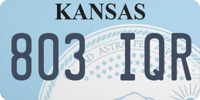 KS license plate 803IQR