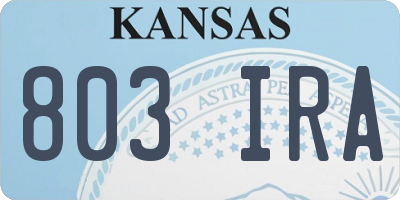 KS license plate 803IRA