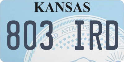 KS license plate 803IRD