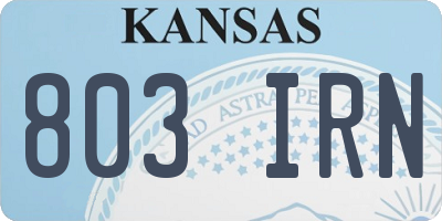 KS license plate 803IRN