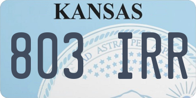 KS license plate 803IRR