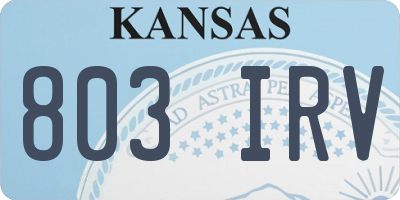 KS license plate 803IRV