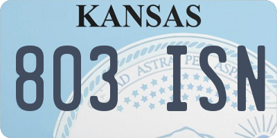 KS license plate 803ISN