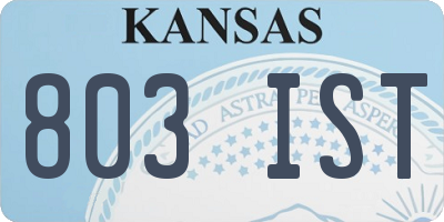 KS license plate 803IST
