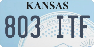 KS license plate 803ITF