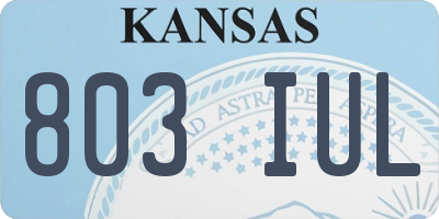 KS license plate 803IUL