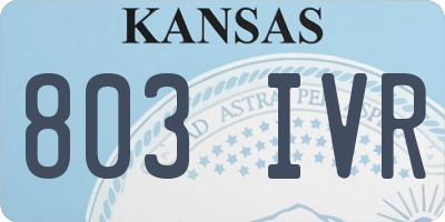 KS license plate 803IVR