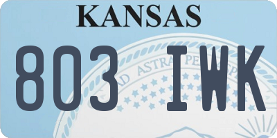 KS license plate 803IWK