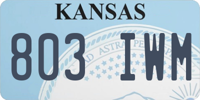 KS license plate 803IWM