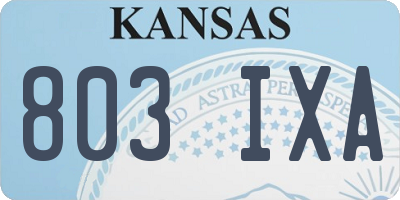KS license plate 803IXA